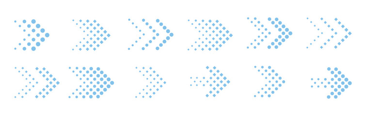 Dotted arrows vector icon set. Arrow dots style vector collection. Arrow. Cursor. Modern simple arrows. collection, different arrow signs, and black arrow icons. Arrow big black set. © Godown of vector