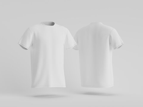 3D Render Floating Blank T-Shirt Jersey Mockup. Blank White Short Sleeve T-Shirt Mockup 3D Render