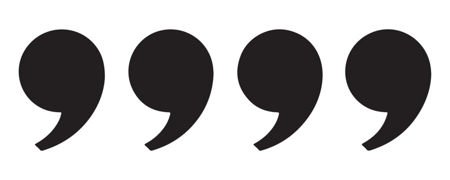 Four large black comma shape quotation marks arranged in horizontal row for text decoration.