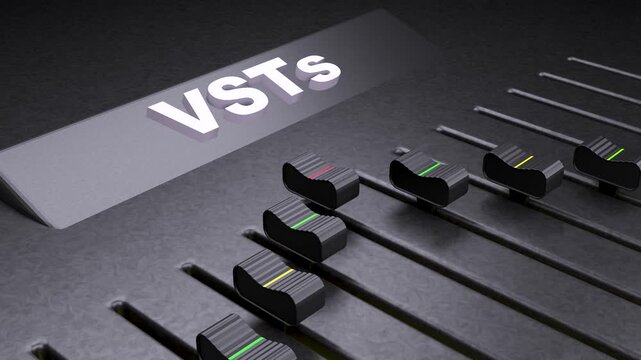 VSTs digital audio workstation interface, professional music production software faders, virtual studio technology mixing console controls