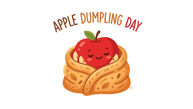 Apple Dumpling Cartoon Illustration for Dessert Menu or Food Holiday