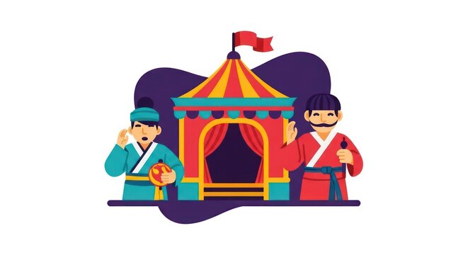 Traditional Asian carnival show performers.