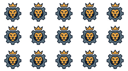 Obraz premium Golden Crown and Gear Emblem Collection.
