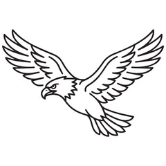 Fototapeta premium Minimalist outline drawing of an eagle in flight with wings spread predator wildlife minimalist