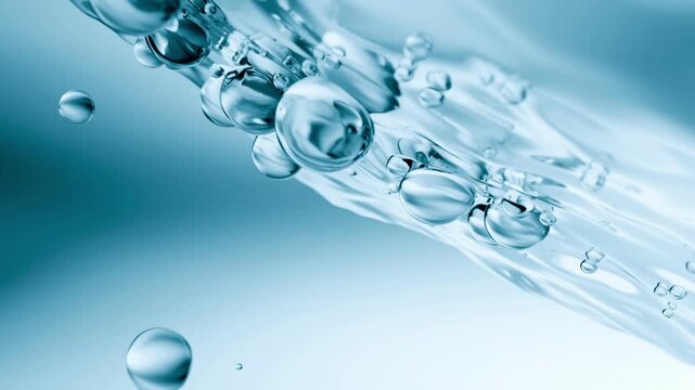 3D Skin Cells and Hyaluronic Acid Molecules Flowing Through Epidermis Layer, Hydration Skincare Scientific Animation