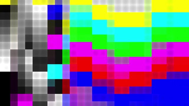 Retro Colorful Pixel Grid Test Pattern Motion Background