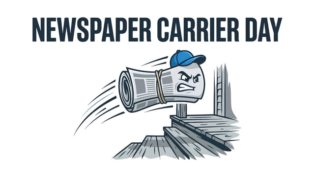 Newspaper Carrier Day Illustration with an Angry Rolling Paper