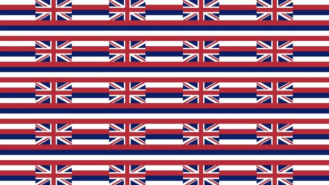 Hawaii State Flag Seamless Repeating Pattern Background Loop.