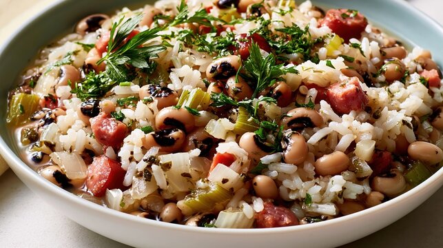 hoppin john, southern black eyed peas and rice
