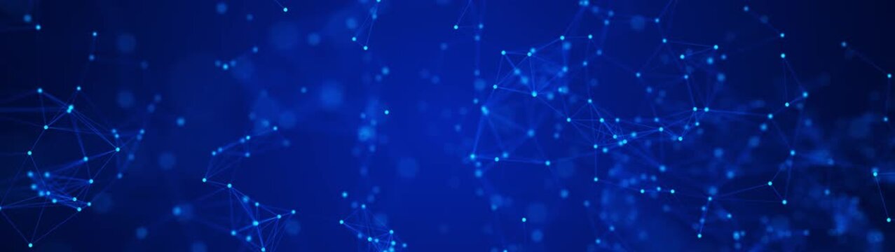Blue Plexus Technology Background with Data Network Blockchain Computer Communication Artificial Intelligence Internet and Quantum Computing Loop
