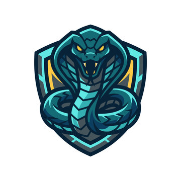 Fierce Cobra Emblem with Shield Design.