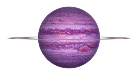 Vibrant purple gas giant planet with prominent rings in deep space © Sapphire