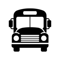 School bus front view glyph icon symbol for student transportation education and back to school concept © hajar_designn