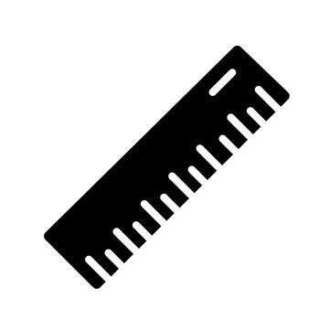 Black ruler icon vector design on white background, school and education measurement tool illustration