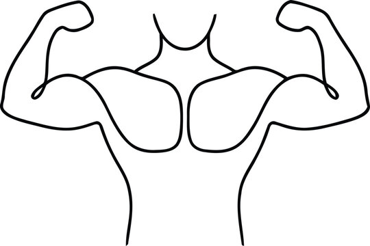 Minimalist Continuous Line Upper Body Flexing Pose Vector Illustration