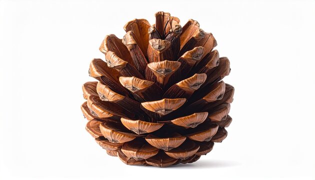 Pine cone, isolated on white background, center alignment, everything in focus, 