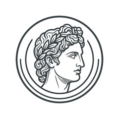 Classical Greek Profile Portrait Illustration. © Buku