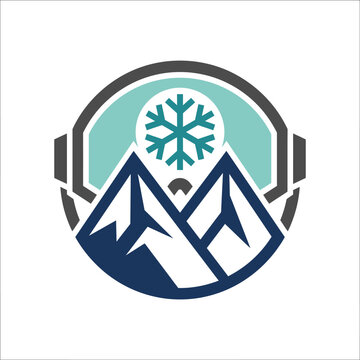 Minimalist Mountain Snowflake Emblem Design.