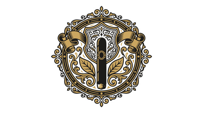 Ornate Viking Shield Emblem with Intricate Design.