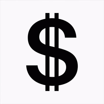 Dollar sign symbol isolated on white background. Minimalist black money icon for financial design and business graphics.