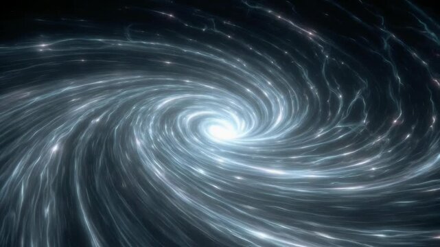 Spiraling luminous cosmic vortex in abstract style on dark space background, concept of infinity and universal energy