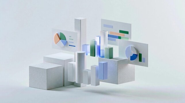 3d rendering of a group of white cubes arranged in a way that creates a sense of depth and dimension. the cubes are of different sizes and shapes, with some being larger and others being smaller.