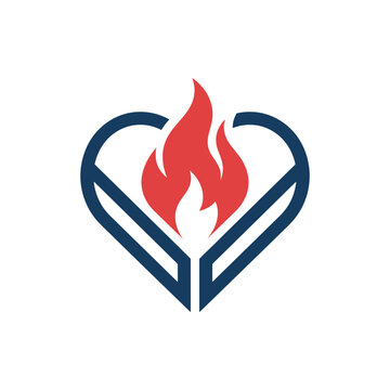Heart and Flame Abstract Logo Design.