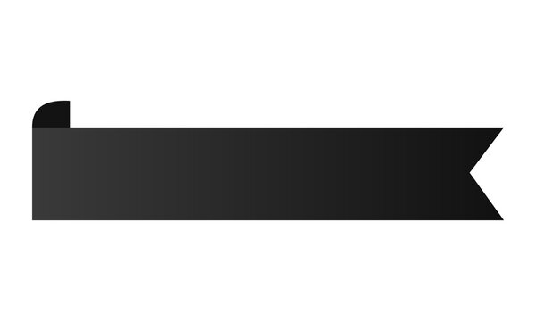A sleek dark gray horizontal ribbon banner with a notched V-cut end and a small folded tab on the left, an elegant design for titles, labels, or decorative graphic elements.