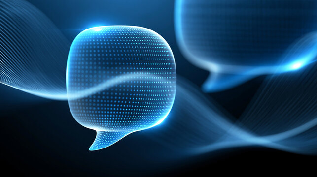 Abstract concept of a digital chatbot interacting as naturally as a human conversation, AI communication technology, with copy space