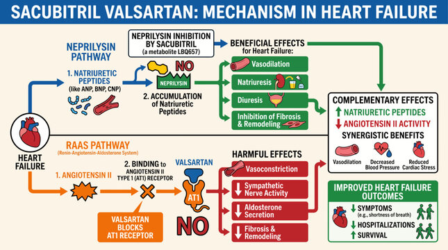 Sacubitril Valsartan Neprilysin Inhibition Heart Failure Mechanism