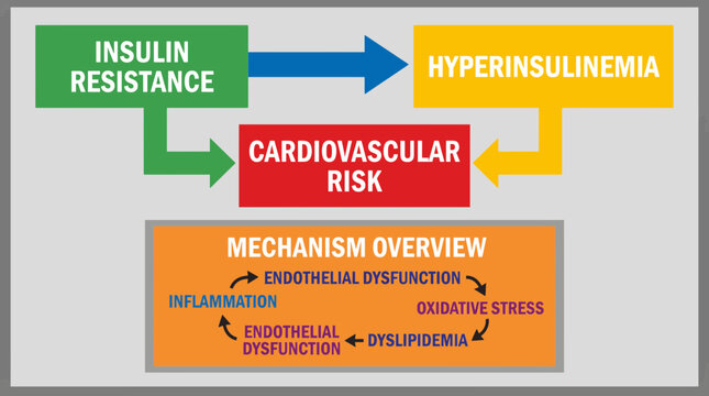 Insulin Resistance Hyperinsulinemia Cardiovascular Risk Mechanism Diagram