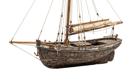 Antique wooden sailing vessel with weathered hull and rigging © Sapphire