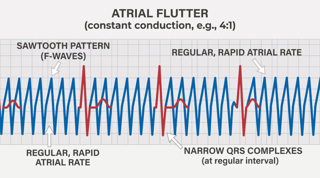 Atrial Flutter Regular Rapid Atrial Rate Saw Tooth Pattern