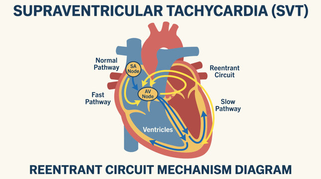 Supraventricular Tachycardia SVT Reentrant Circuit Mechanism Diagram