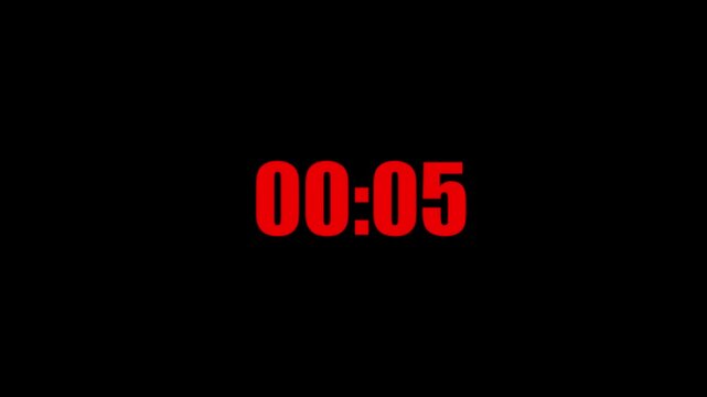 10 seconds countdown animation on black background.One minute countdown animation from 10 seconds to 0 seconds on a transparent background, One minute countdown timer with alpha channel.4k video
