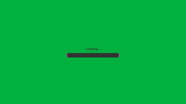 Minimalist loading bar animation on a vibrant green background, digital progress indicator for software installation and web page loading process loop.
