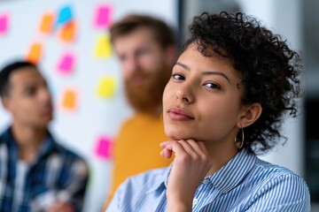 Obraz premium Confident young woman in a collaborative work environment