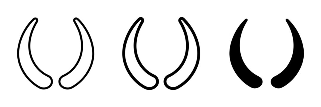 Curved Brackets Icons, Outline and Solid Shapes, Symbol Set for Design