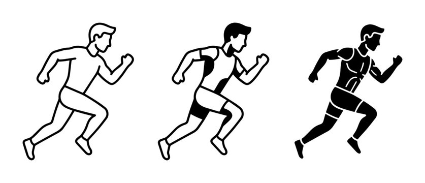 Running Man Icons: Outline, Silhouette, and Filled Styles for Sports and Fitness Graphics