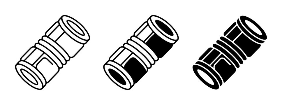 Plumbing Connector Icons, Pipe Fitting Symbols, Water System Components, Vector Graphics