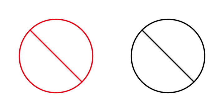 Prohibition Symbol Icon Set. No Entry, Restriction, Warning, Forbidden Action And Safety Regulation Outline Sign Collection. Editable Stroke. Isolated Vector Illustration