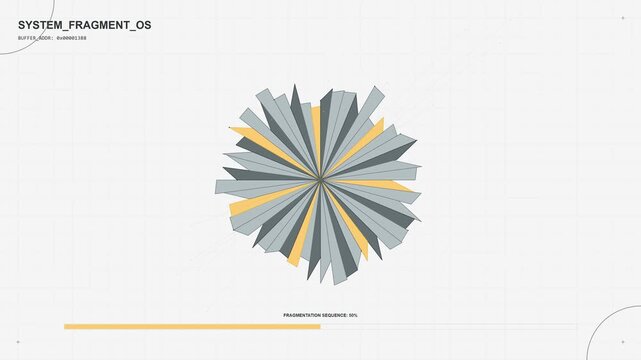 Futuristic HUD UI Digital Data Visualization with Pulsing Gray and Yellow Circular Waves