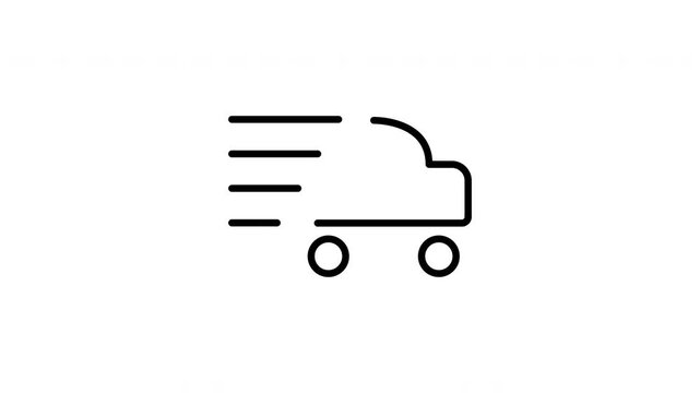 Delivery Truck With Speed Lines Icon. Fast Shipping, Express Delivery, And Logistics Service Motion Graphic. Quick Transport And Distribution