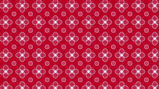 Seamless red and white Indonesian batik Kawung geometric pattern background for Independence Day celebration featuring traditional cultural floral motifs