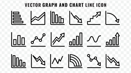Fototapeta premium Growing bar graph icon set. Business graphs and charts icons. Set of various business and financial chart icons representing growth decline and statistical data analysis in flat style