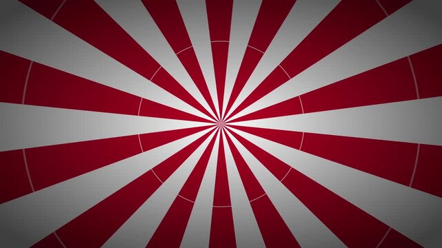 Red and White Indonesian Independence Day Sunburst Motion Background with Rotating Rays for Patriotic National Celebration and August 17th Events