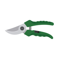 Obraz premium Green Manual Garden Pruning Shears and Professional Horticulture Secateurs Illustration