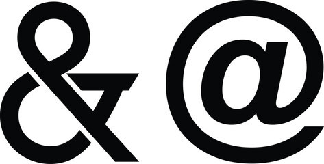 Set of two black vector typography symbols featuring the ampersand and email at sign © MdMonowar