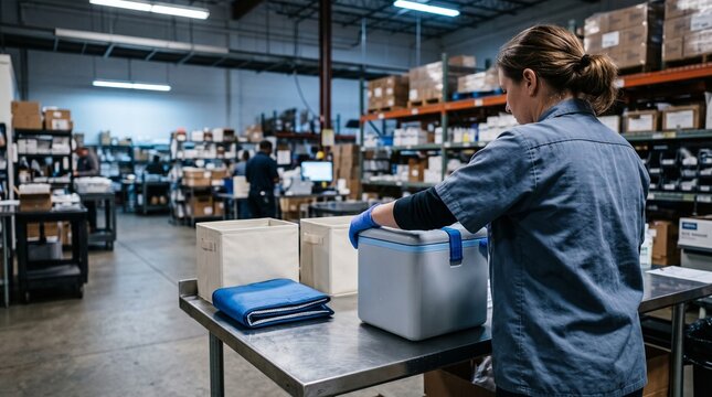 Public health logistics team prepares final clinic shipment at dispatch hub