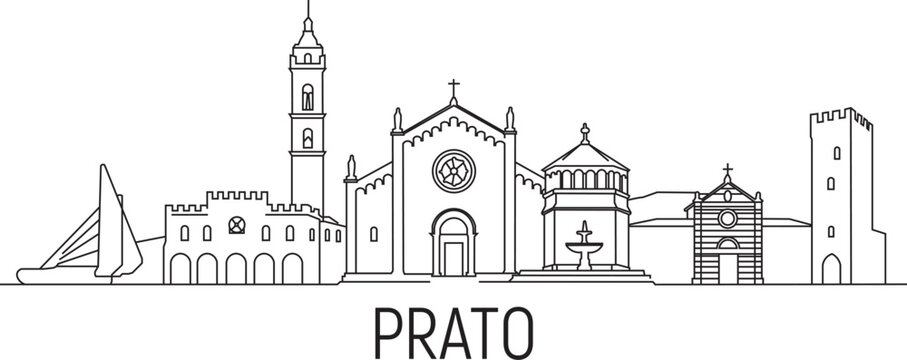 Silhouetted skyline of Prato, Italy